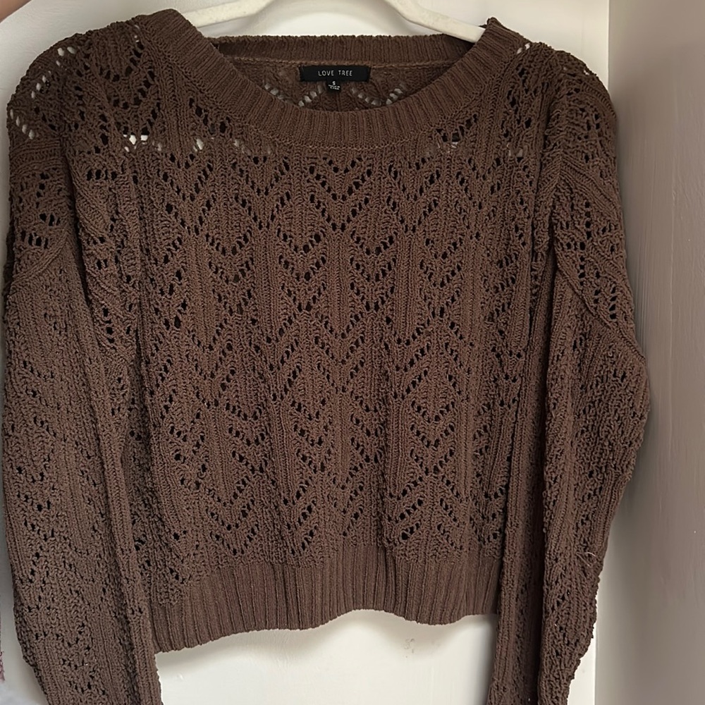 Brown Cable Knit Top